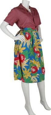 Printemps Paris Italy Made Hawaiian Floral Flower Tropical Tie Skirt